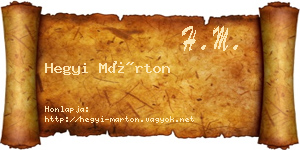 Hegyi Márton névjegykártya